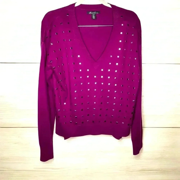 Kenneth Cole Magenta Beaded Sweater - Picture 1 of 4